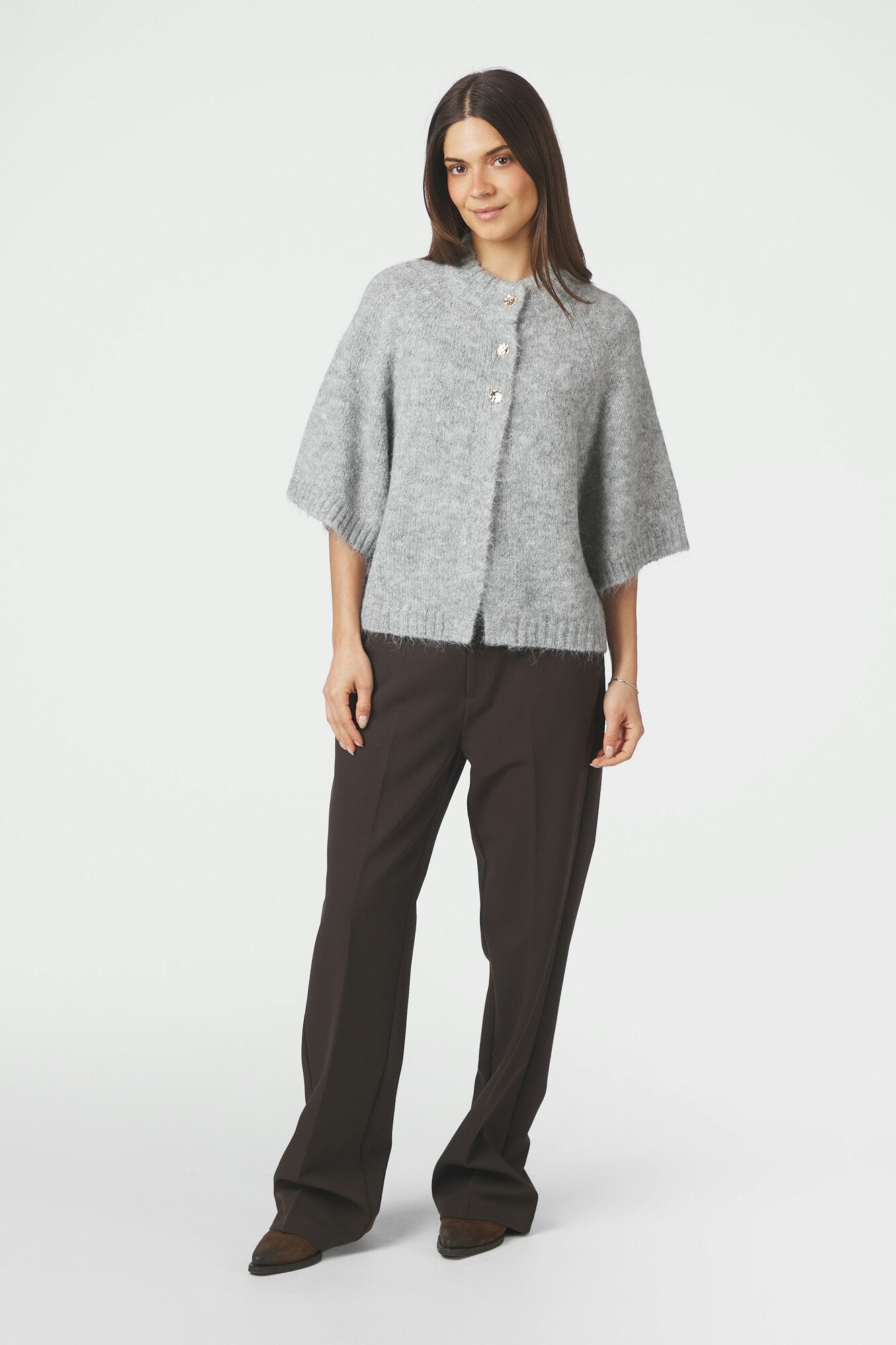 Benuta Fluffy cardigan - Grey Melange